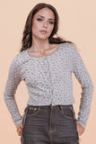 Button Front Floral Cardigan