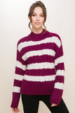 Striped Cable-Knit Sweater