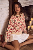Cherry Ribbon Patterned Sweater