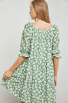 Floral Tiered Midi Dress in Sage