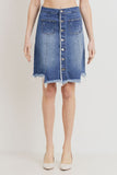 Denim Button Front Midi Skirt