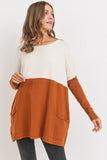 Oversized Color Block Soft Knit Sweater