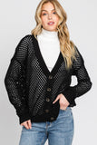 Button Down Eyelet Cardigan