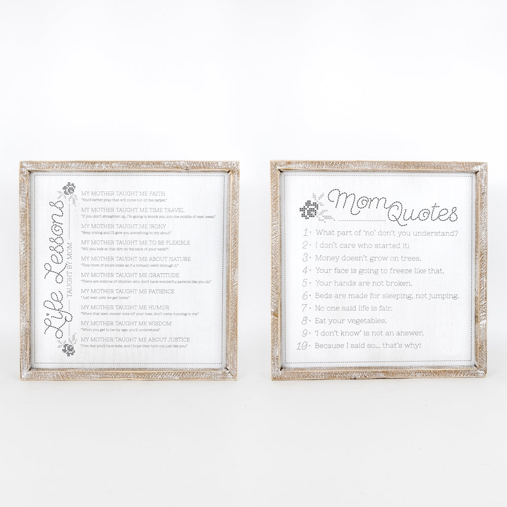 Reversible Wood Framed Sign (LESSONS/QUOTES)