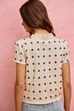 Polk-a-Dot Knit Lace Trim Top