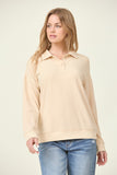 Relaxed Collared Sweatshirt in Cream