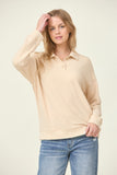 Relaxed Collared Sweatshirt in Cream