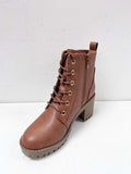 Heeled Lace Up Boot in Tan