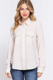 Ivory Roll Up Sleeve Woven Shirt