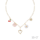 Gold Heart Multi Charm Necklace