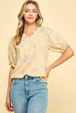 Floral Top with Neck Tie Detail