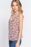 Sleeveless Double V-Neck Floral Top