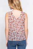 Sleeveless Double V-Neck Floral Top