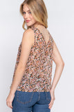 Sleeveless Double V-Neck Floral Top