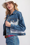 Paisley Print Cropped Denim Jacket