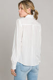 Puff Sleeve Hidden Button Shirt