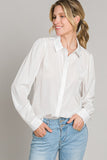 Puff Sleeve Hidden Button Shirt