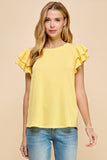 Solid Top with Double Ruffled Sleeves