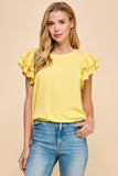 Solid Top with Double Ruffled Sleeves