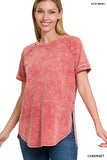 Acid Wash Short Sleeve Top