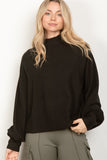 Mock Neck Textured Knit Top