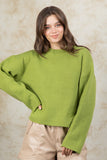 Green Oversized Solid Casual Sweater
