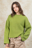 Green Oversized Solid Casual Sweater