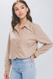 Lightweight Cropped Button Down Top