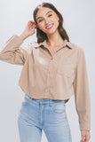 Lightweight Cropped Button Down Top