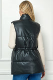 Black Vegan Leather Anorak Padded Vest