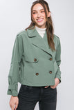 Cropped Trench Jacket in Sage