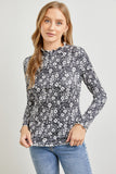 Floral Ribbed Long Sleeve Top