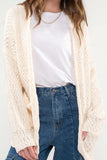 Cozy Open Front Knit Cardigan in Ivory