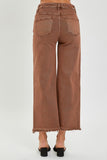 High Rise Cropped Wide Leg Jeans in Brown