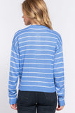 Striped Sweater with Front Button Detail