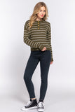 Striped Sweater with Front Button Detail