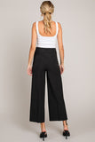 Pinstriped Twill Wide Leg Trousers