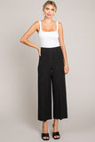 Pinstriped Twill Wide Leg Trousers