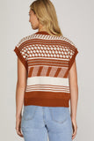 Color Block Patterned Sweater Vest