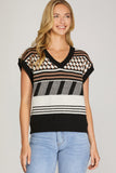 Color Block Patterned Sweater Vest