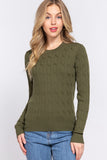 Long Sleeve Cable Knit Sweater