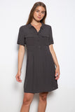 Grey Crepe Woven Shirt Dress