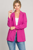 Twill Ruched Sleeve Blazer in Berry