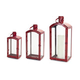 Lantern 15", 19", 25" - Metal/Glass - RED