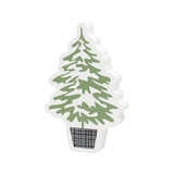 White Cutout with Green Tree and Black Potted Base