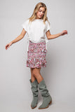Floral Print Gauze Mini Skirt