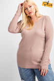 Curvy Casual Relaxed Fit Ribbed Top