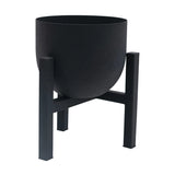 Black Textured Metal Planter with Stand