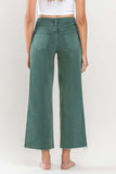 High Rise Cropped Wide Leg Jeans in Green