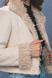 Faux Shearling-Lined Sherpa Jacket in Tan